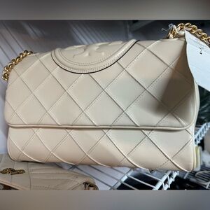 Tory Burch New Cream Fleming Large Convertible Bag